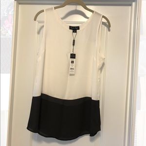 Black and white blouse tank